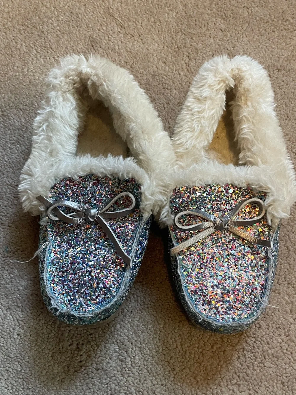 Kids Sparkle Faux-Fur Lined Slippers - Multicolor